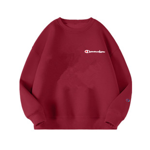 冠军刺绣圆领卫衣女冬美式重磅宽松加绒打底休闲新年红情侣外套男