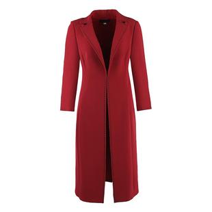 靓诺高端女装风衣外套女2024春新款红色修身气质高贵大衣LF22340A