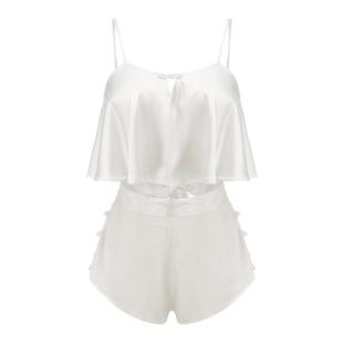 今夕何夕睡衣女款性感夏季薄款冰丝纯欲复古肚兜内衣吊带短裤套装