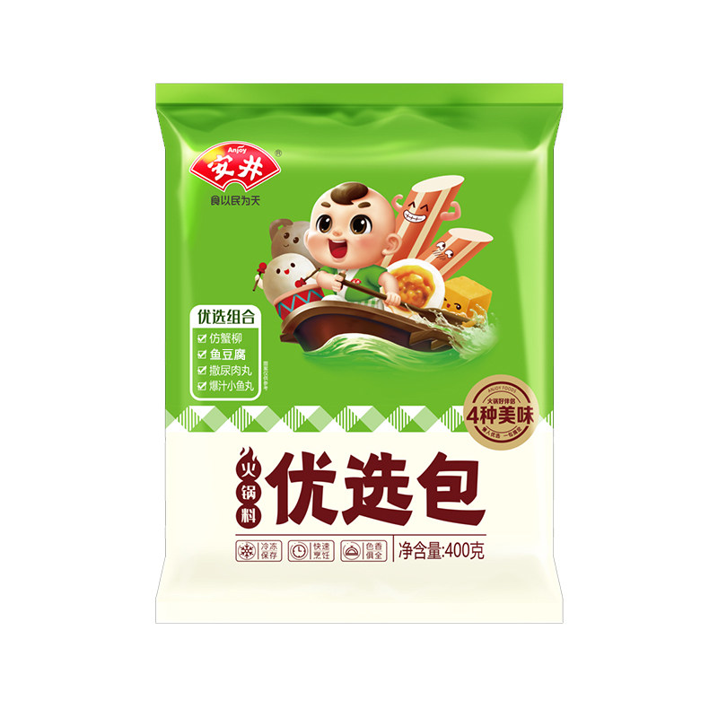 安井火锅丸子优选包撒尿牛丸鱼豆腐鱼丸蟹柳麻辣烫关东煮四味食材