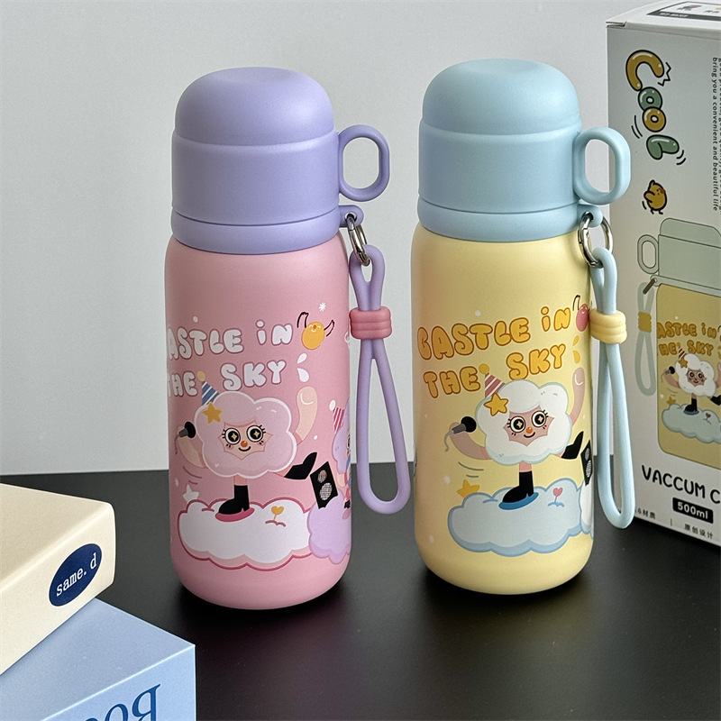 儿童保温杯316不锈钢双饮学生礼品可爱水杯随行杯卡通批发杯便携