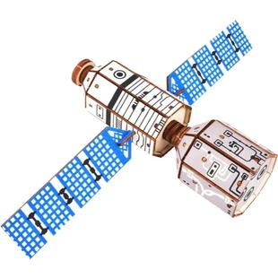 航天航空北斗卫星模型木质立体拼装模型拼图手工科技教竞赛木制新