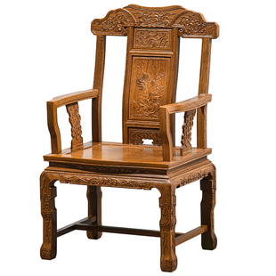 鸡翅木宝座中式实木主人椅古典仿古太师椅圈椅红木老板椅休闲椅