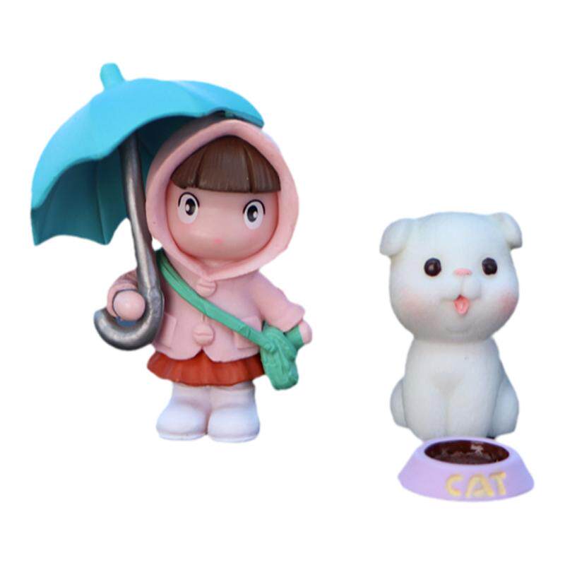 治愈系车载摆件可爱撑雨小女孩