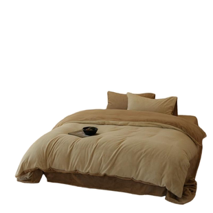 A类全消光双拼牛奶绒四件套细腻加厚保暖软糯亲肤被套床单床笠款