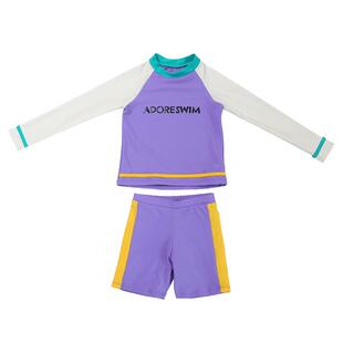 爱多尔女孩分体泳衣2024夏季新款儿童女宝专业游泳衣长袖防晒泳裤