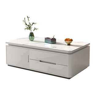 茶几电视柜组合2026新款轻奢高级感实木小户型客厅家用岩板茶几桌