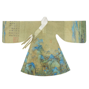 惜物国风 明制汉服千里江山图道袍男女款中国风印花纱春夏秋日款