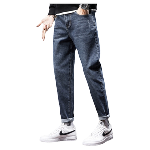 唐狮春季新款男牛仔裤直筒裤弹力宽松哈伦水洗潮流经典裤子男