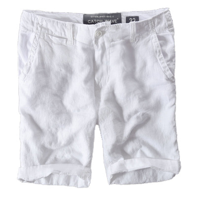 短裤清新白色透气沙滩青年棉麻