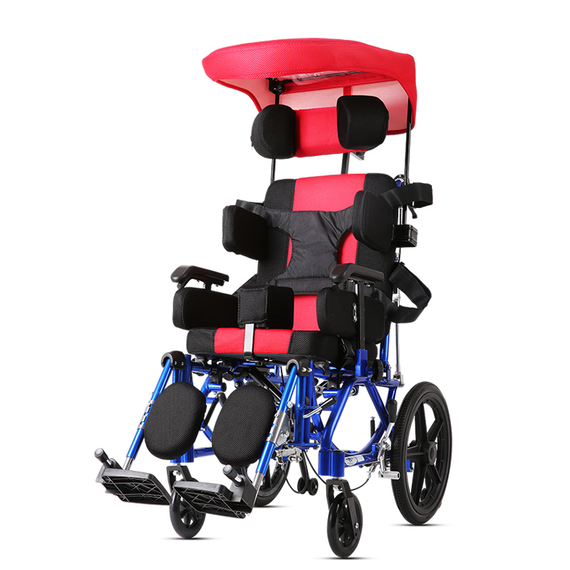 脑瘫儿童轮椅老人瘫痪高靠背可躺式折叠便携式多功能手推代步车KY