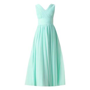 儿童晚礼服女童长款钢琴演出音乐会小主持人公主裙薄荷绿诗歌朗诵