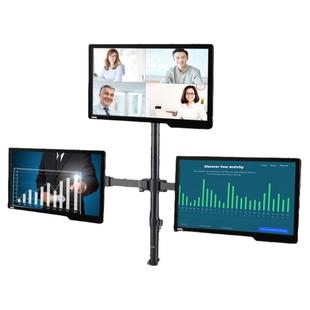 多屏显示器支架2+1 电脑桌面可旋转台式增高架底座升降悬臂架子