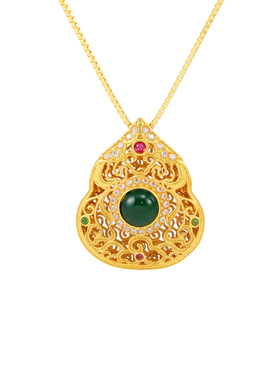 S925纯银镂空葫芦宫廷风项坠女