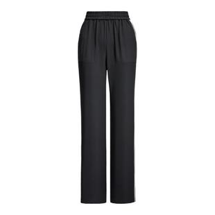 颜域黑色休闲裤子夏季女裤2026新款百搭撞色阔腿裤宽松高腰运动裤