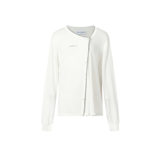 JAC FLEURANT2026春夏新品银色串珠饰边不对称天丝醋酸针织开衫