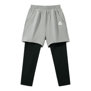 匹克童装男童裤子秋冬新款儿童速干保暖男大童假两件跑步运动长裤