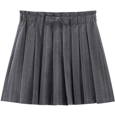 乐町miu系条纹百褶裙夏季新款蝴蝶结腰头学院风短裙基础时尚半裙