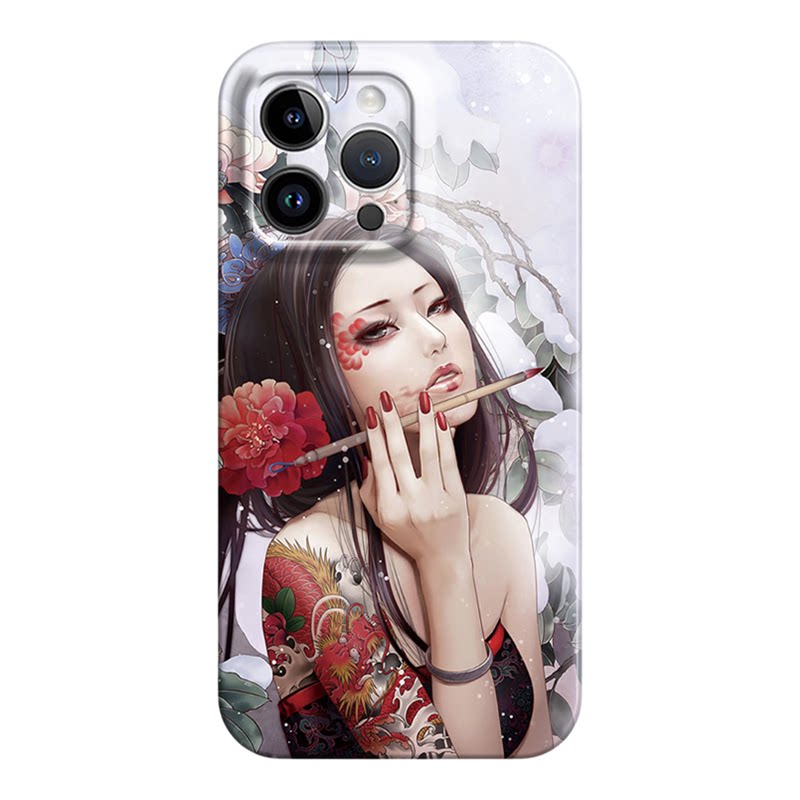 文艺纹身少女适用iphone16promax菲林手机壳12苹果17华为p80nova13vivos30软红米k70note14小米15civi3一加12