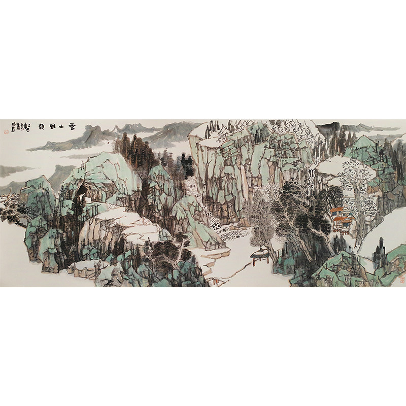 孤品收藏仅此一张 中美协名家手绘太行山水国画横幅挂画 买完下架
