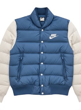 Nike 男款时尚蓝色舒适立领保暖运动鸭绒 面包羽绒服 IB4499-415