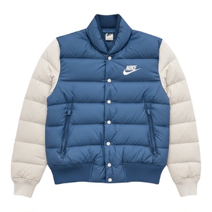 Nike 男款时尚蓝色舒适立领保暖运动鸭绒 面包羽绒服 IB4499-415