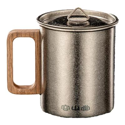 容山堂胡桃木把纯钛马克杯露营