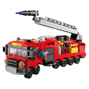 儿童益智消防汽车拼装玩具坦克模型积木男孩子工程拼图小颗粒礼物