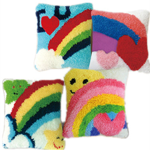 毛线绣抱枕地毯绣靠垫段段绣靠背十字绣创意自制午睡枕靠枕车枕