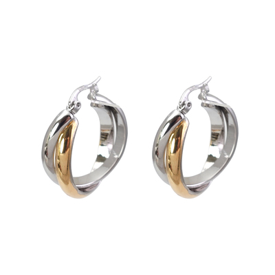 DSTYLE金银撞色简约金属圈圈耳环