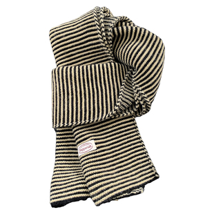 高级感黑白条纹针织围巾女士冬季加厚保暖防寒韩系氛围感护颈围脖