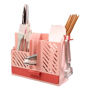 筷子篓置物架壁挂式免打孔沥水筷子笼筒家用北欧筷勺子刀架收纳盒