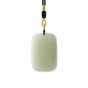 周大生和田玉吊坠男女款平安无事牌项链挂坠青玉新年礼物送女朋友