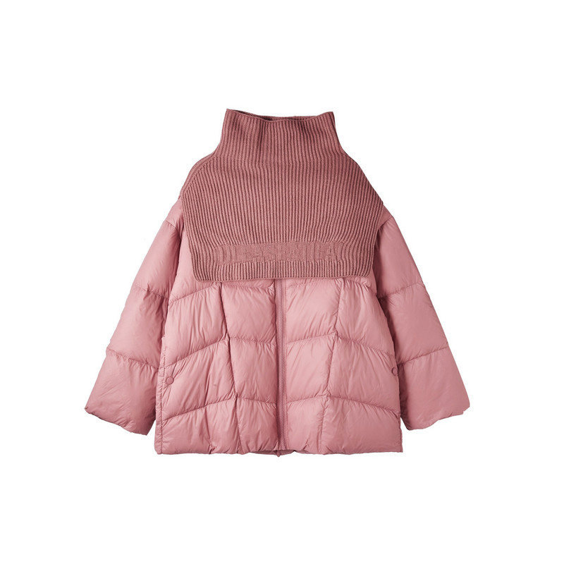 U/TI静奢风廓形围脖羽绒服女简约云感白鸭绒外套尤缇2025冬季新款