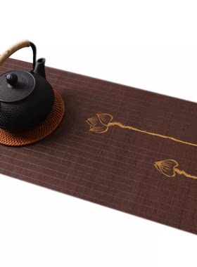 竹席茶席茶帘竹茶旗竹帘雕刻禅意