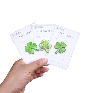 羽绒服自粘 清新四叶草补丁贴三叶草刺绣贴短袖帽子DIY装饰布贴