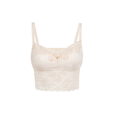 精致蕾丝拼接蝴蝶结针织吊带胸衣