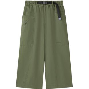 斯凯奇经典系列女子廓形直筒九分裤宽大版型防泼水功能休闲轻商