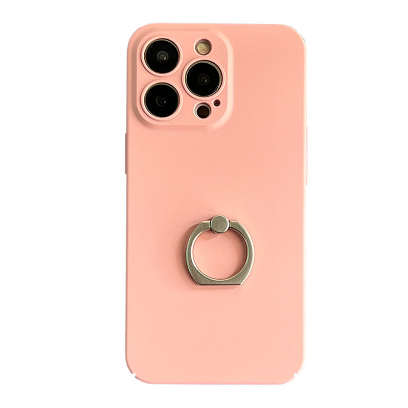 适用13promax苹果15手机壳内置一体指环扣16pro超薄磨砂哑光iphone14个黑色男生12简约硬壳11骚粉女款