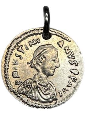 拜占庭查士丁尼大帝古币吊坠项链