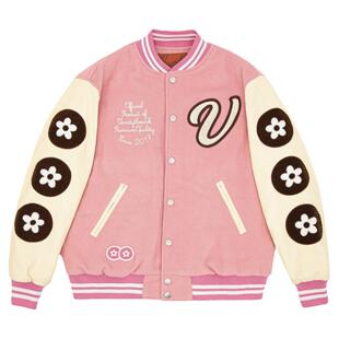 vandythepink 24ss pink ice cream刺绣夹棉粉色棒球服外套夹克