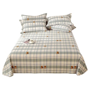 寻米全棉三件套被套单件老粗布床单春夏A类儿童学生宿舍被单床笠