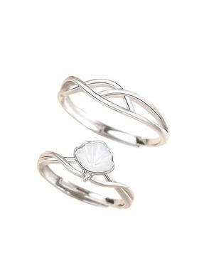 一贝子情侣对戒纯银定情表白礼物