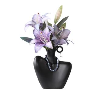 秋百合花仿真花假花轻奢高档客厅摆件餐桌花瓶插花花艺装饰品摆设