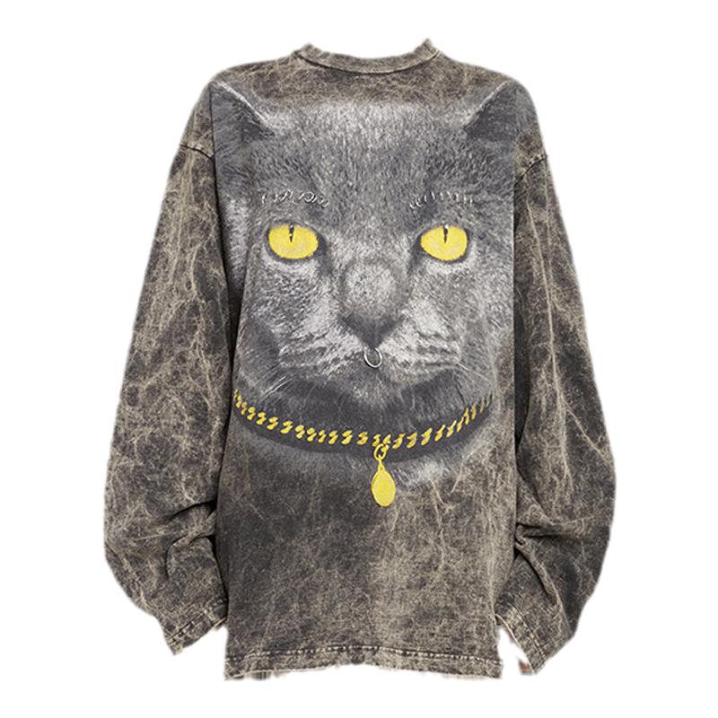 [低至3折]Stella McCartney秋季复古水洗灰色廓形动物印花上衣