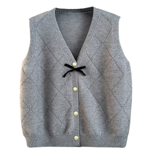 秋冬2026新款v领针织背心女款毛衣马甲无袖上衣开衫坎肩韩系马夹
