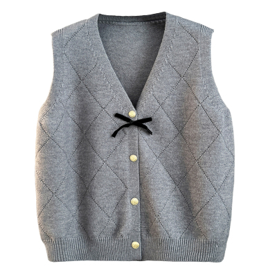 V领针织背心毛衣马甲上衣开衫女