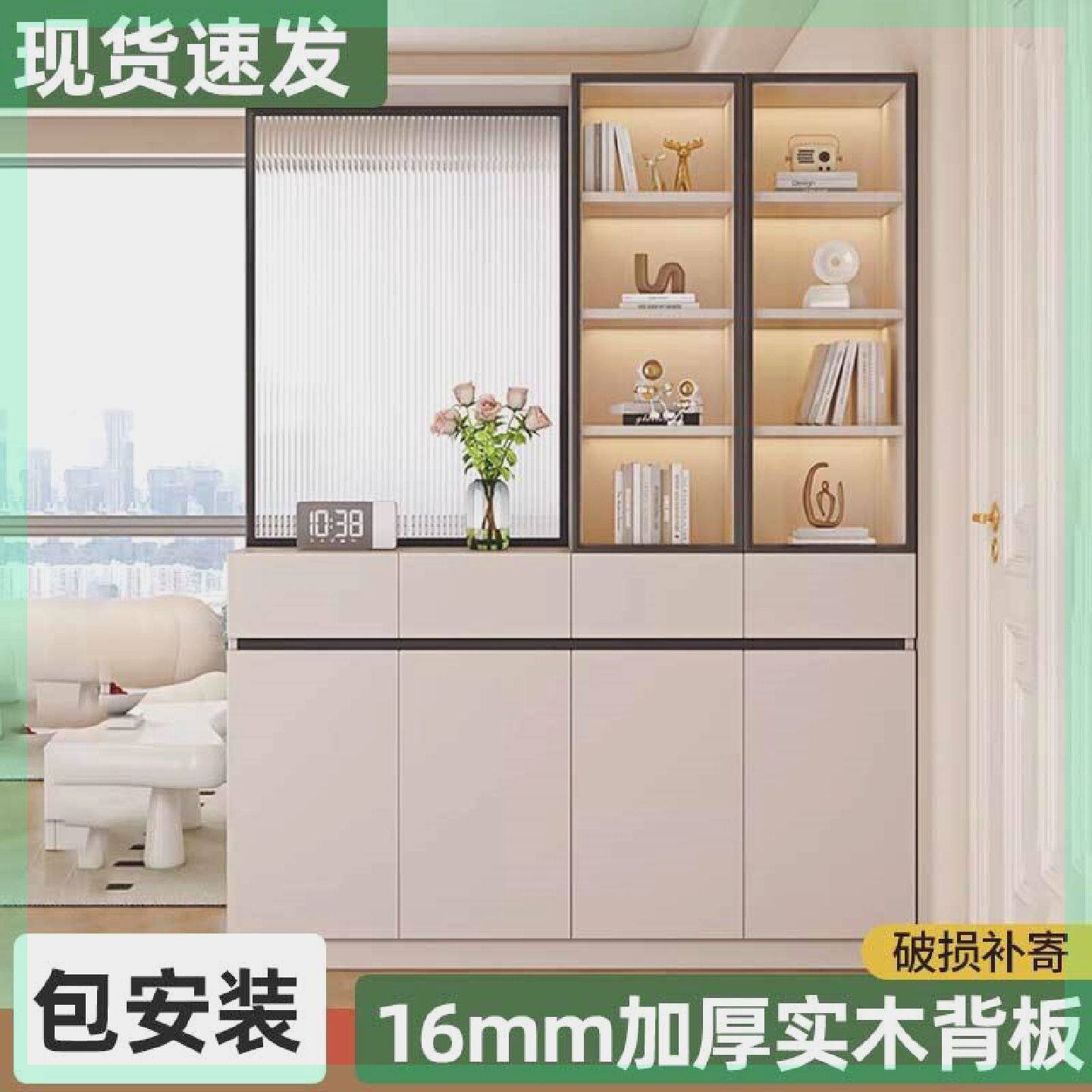 实木鞋柜玄关柜一体靠墙门口屏风隔断柜落地式置物柜定制迎门柜子