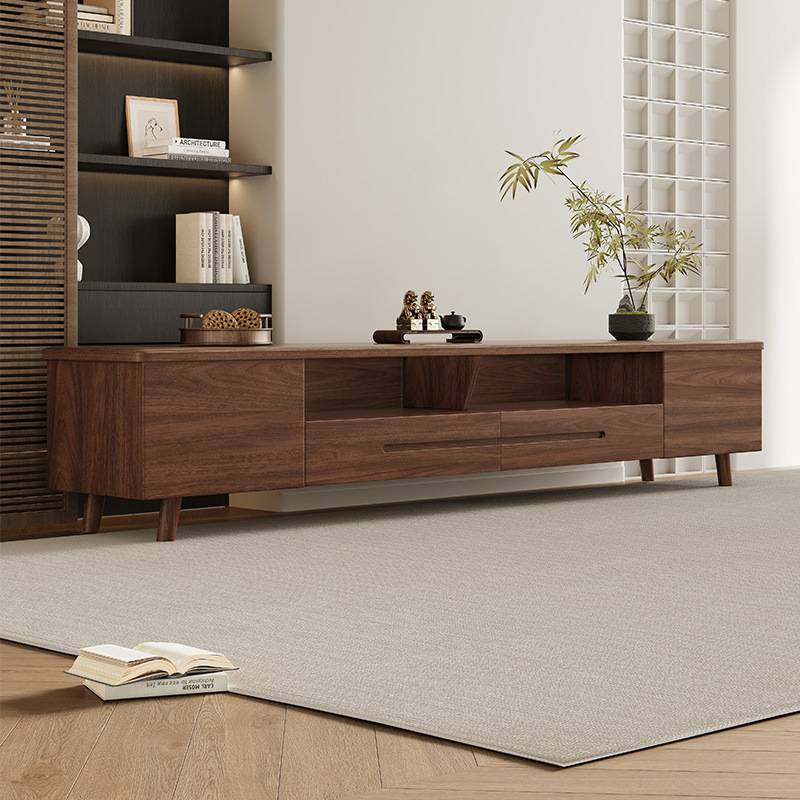 简约北美黑胡桃木电视机茶几组合客厅家用落地柜小户型影视柜地柜