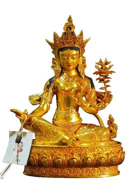 家用桌面七寸铜鎏金八大菩萨铜像